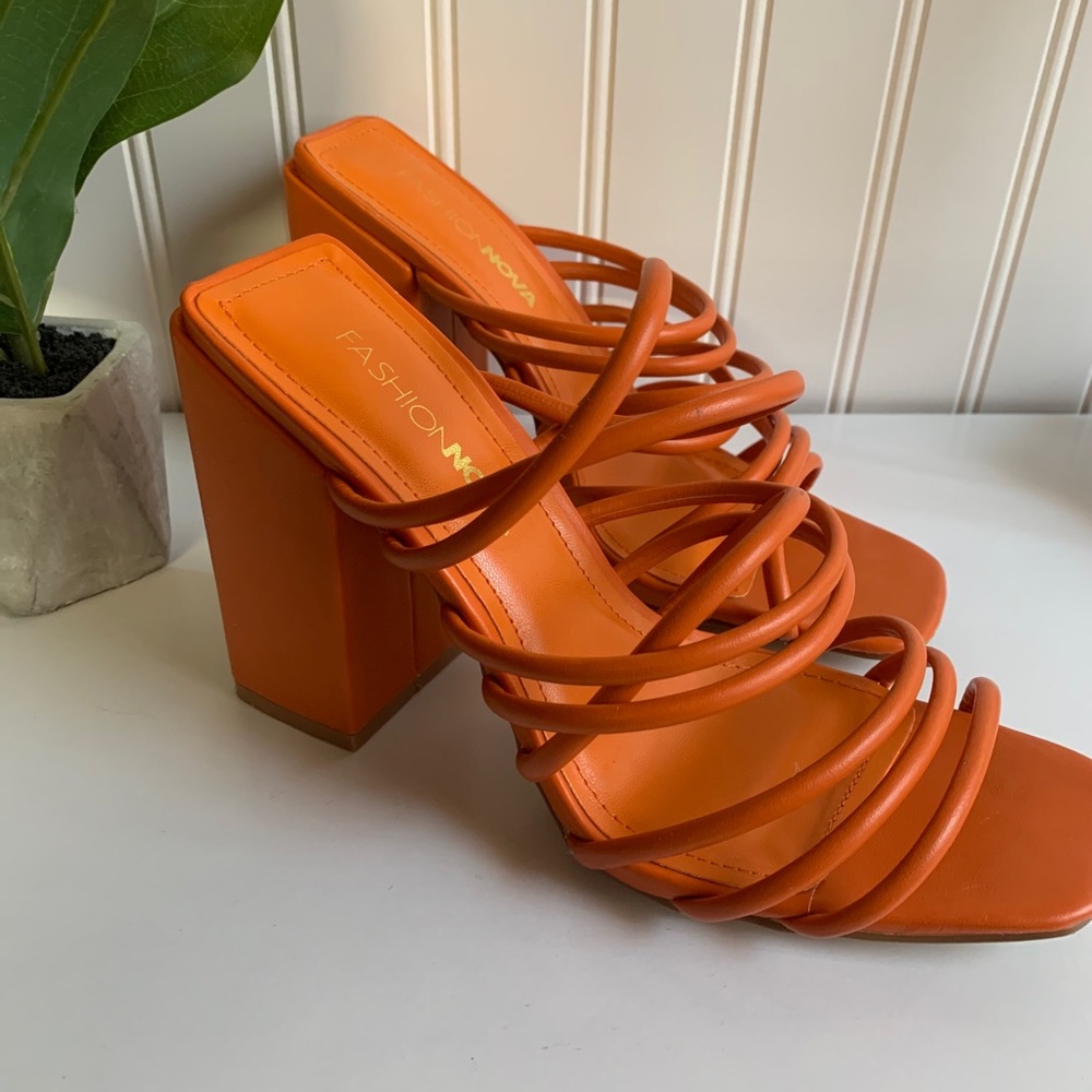 Fashion Nova Orange Chunky Heels